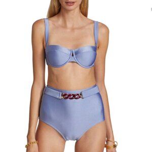 Zimmerman Cira Balconette Bikini Top and High-Rise Belted Bikini Bottoms 4-6